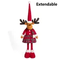 Renna di Natale retrattile con gambe telescopiche in abito rosso per decorazioni - Stile Femminile (Retraibile)