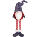 Gnomo di Natale in peluche con cappello a strisce viola e lunghe gambe rosse - Stile a Righe Viola (Maschio)