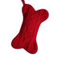 Calza di Natale rossa a forma di osso in maglia intrecciata per decorazione albero - Rosso