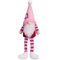 Gnomo di peluche rosa con gambe a righe e motivo a cuore per San Valentino - Stile Uomo / Stile barba lunga rosa