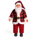 24-inch standing Santa Claus figure in red and black buffalo plaid coat decoration - Black and Red Plaid
