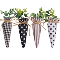 Set di carote pasquali con motivi bianchi e neri e foglie verdi per decorazioni festive - Set a Forma di Carota (Confezione da 4)