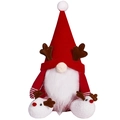 Gnomo de Navidad de peluche con gorro de reno rojo de pana y barba blanca larga - Hombre (Estilo de Barba)