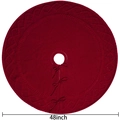 Red 48 inch knitted Christmas tree skirt with classic cable knit and bow ties - Diameter 122cm (48 inches)