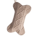 Calza di Natale beige a forma di osso in maglia intrecciata per decorazione animali - Marrone