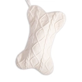 Calza di Natale lavorata a maglia a forma di osso bianco crema con trecce - Bianco