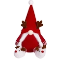 Gnomo navideño con astas de reno y lindas pantuflas de reno blancas de peluche - Mujer (Estilo de Trenzas)