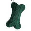 Calza di Natale lavorata a maglia a forma di osso verde scuro con motivi a treccia - Verde