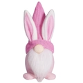 Pink Easter gnome plush with knitted hat, rabbit ears and fluffy white beard decor - Pink
