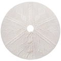 Grobe Strick-Weihnachtsbaumdecke in Creme mit Rautenmuster und Bindebändern - 48 Zoll / Weiß