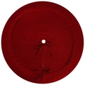 Jupe de sapin de Noël en tricot rouge classique avec liens décoratifs à nouer - 24 pouces / Rouge