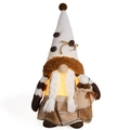 Gnomo da caffè a LED con cappello bianco in maglia e vestito a quadri luminoso - Stile trecce (Donna)