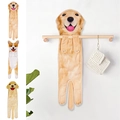 Cute corgi dog hanging hand towel made of soft microfiber absorbent fabric in beige - Golden Retriever Style