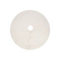 Creamy white cable knit Christmas tree skirt with decorative bow tie closures - 90cm / White