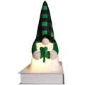 Duende de San Patricio con cuadros verdes y barba brillante con trébol - Sombrero Puntiagudo de Cuadros Verde y Negro (ML-M510A)