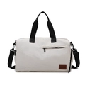 Borsa da viaggio beige in tessuto Oxford ad alta capacità con tracolla nera - Bianco Sporco