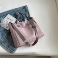 Bolso tote de nailon rosa Morandi con correa ajustable y gran capacidad - Morado