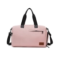 Borsa da viaggio rosa in tessuto Oxford con cinghie nere e toppa HUAYUN su sfondo bianco - Rosa