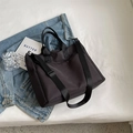 Bolso tote de nailon negro con asas reforzadas y correa ajustable para mujer - Negro