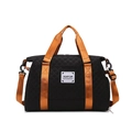 Grand sac de voyage noir matelassé avec sangles orange et écusson HUAYUN sur blanc - Noir