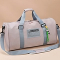 Borsa da viaggio in tessuto Oxford viola chiaro con cinghie blu e grande capacità - Rosa