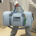 Borsa da viaggio in tessuto Oxford azzurro capiente con tracolla grigia regolabile - Blu