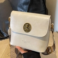 Sac seau beige en cuir PU avec détails vintage et bandoulière tissée pour femme - Blanc Cassé