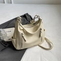 Off-white faux leather tote bag with elephant skin texture and chain strap detail - Off White