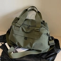 Borsa tote in nylon verde oliva da donna con grande capacità e tracolla rimovibile - Verde