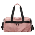 Pink fitness bag with dry wet separation, durable nylon fabric and shoulder strap - Pink