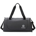 Dark gray large capacity sports gym bag with NINGJIA logo and adjustable strap - Dark Gray