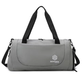 Large grey travel duffel bag with durable straps and front pocket for gym and sports - Light Gray