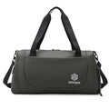 Olive green travel gym bag with round shape and white logo plus detachable strap - Green