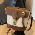 Secchiello chic marrone scuro e bianco crema con chiusura girevole dorata - Bianco Sporco