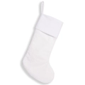 Grande chaussette de Noël en peluche blanc pur avec texture douce et boucle de suspension - Blanc