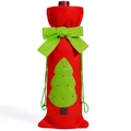 Christmas wine bottle cover with a green bow and festive felt tree pattern - Christmas Tree