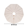 Detail of 24 inch white cable knit Christmas tree skirt with wooden button closure - Diameter 61cm (24 inches)