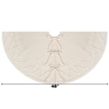 White 48 inch cable knit Christmas tree skirt with decorative bow ties on white background - Diameter 122cm (48 inches)
