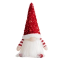 Gnomo di Natale luminoso con cappello di paillettes rosse e barba bianca pupazzo - Rosso