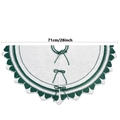 28 inch Christmas tree skirt in white knit with green scalloped edges and tie closures - Diameter 71cm/28 Inch