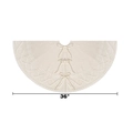 36-inch cream white knitted Christmas tree skirt with cable stitch and bow ties - Diameter 92cm (36 inches)