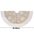 Gonna per albero di Natale marrone 92cm con fiocchi di neve bianchi e bordo peluche - Diametro 92CM/36 Pollici