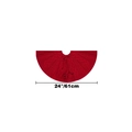 Red cable knit Christmas tree skirt with bow ties, 24-inch decorative holiday mat - Diameter 61cm/24 Inch