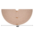 48-inch beige chunky knit Christmas tree skirt with decorative wooden buttons - Diameter 122cm (48 inches)