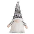 Christmas gnome plush with grey sequin hat and glowing body for holiday decor - Gray
