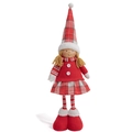 Christmas plush girl doll in red plaid hat and knit sweater for holiday decor - Female Style