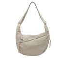 Minimalist beige nylon crescent crossbody bag with adjustable strap for women - One Size / Off White