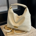 Cream white Hobo shoulder bag in synthetic leather with vintage gold hardware - Off-white
