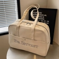Grande borsa da viaggio in pelle PU bianco crema con manici e tasca frontale fitness - Bianco Sporco