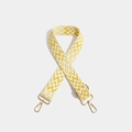 Adjustable wide replacement bag strap with yellow and white geometric embroidery - W-Pattern Gold Hook Yellow
